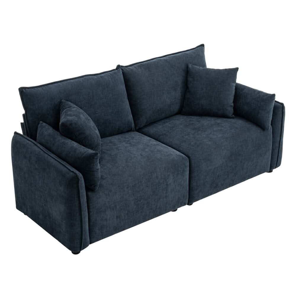 Chenille Wrapped Sofa with Pillows and Sturdy Metal Frame