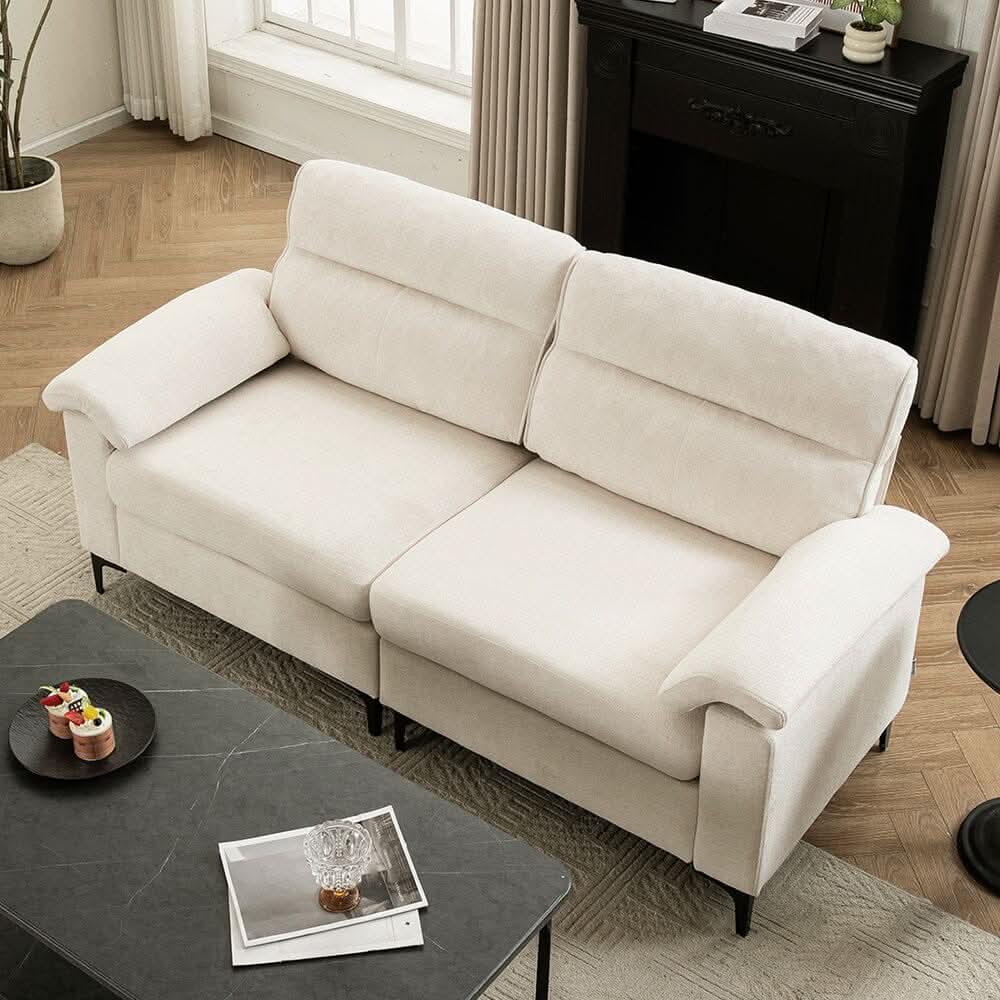 Chenille Sofa with Gold Plated Feet and Sturdy Metal Legs