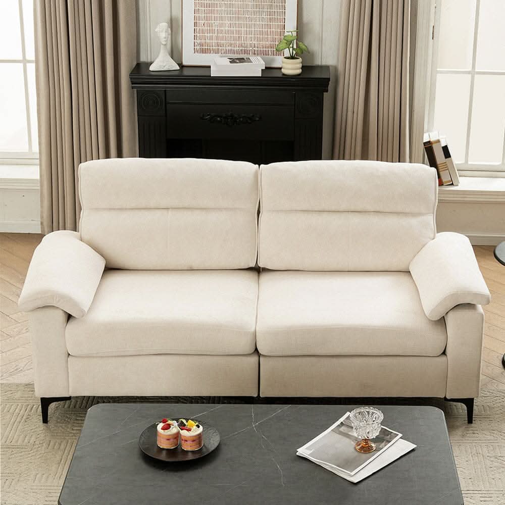 Chenille Sofa with Gold Plated Feet and Sturdy Metal Legs