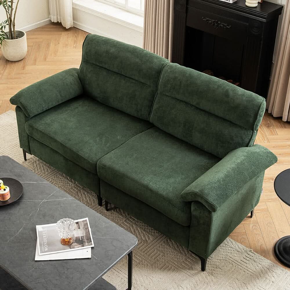 Chenille Sofa with Gold Plated Feet and Sturdy Metal Legs