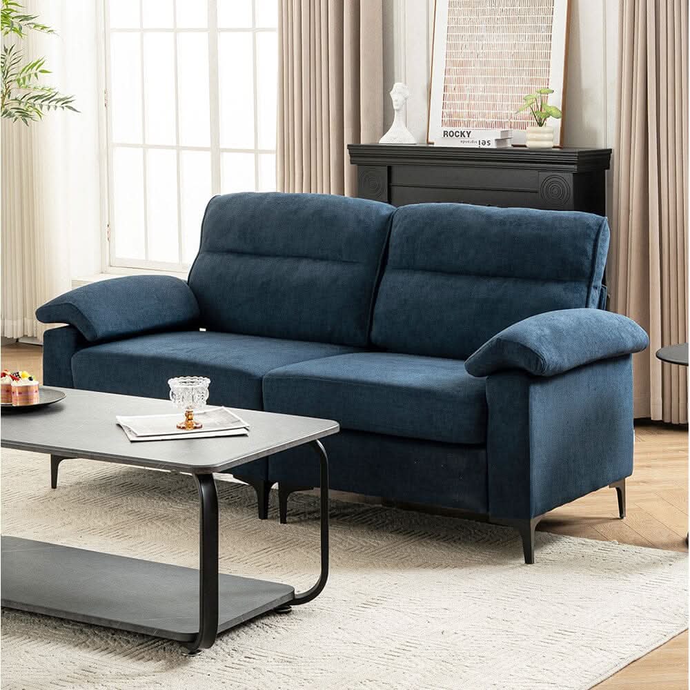 Chenille Sofa with Gold Plated Feet and Sturdy Metal Legs
