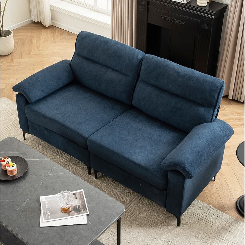 Chenille Sofa with Gold Plated Feet and Sturdy Metal Legs