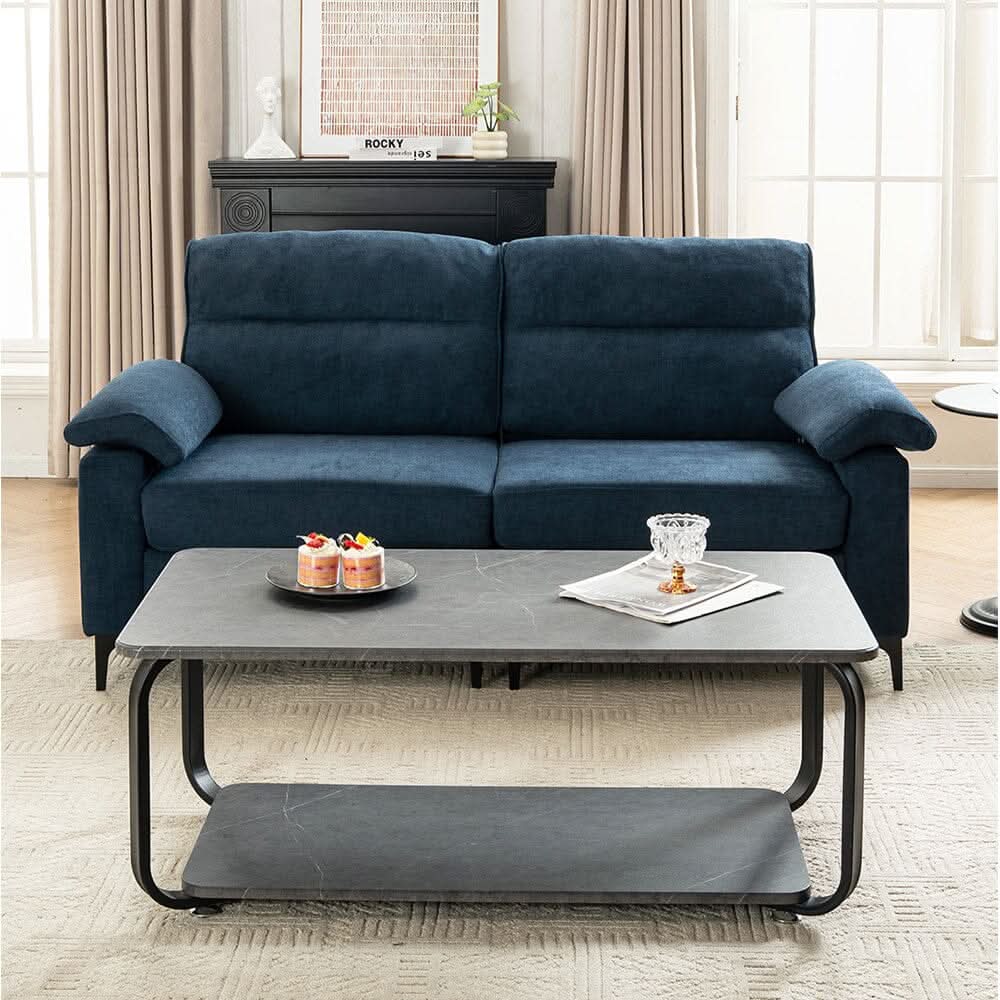 Chenille Sofa with Gold Plated Feet and Sturdy Metal Legs