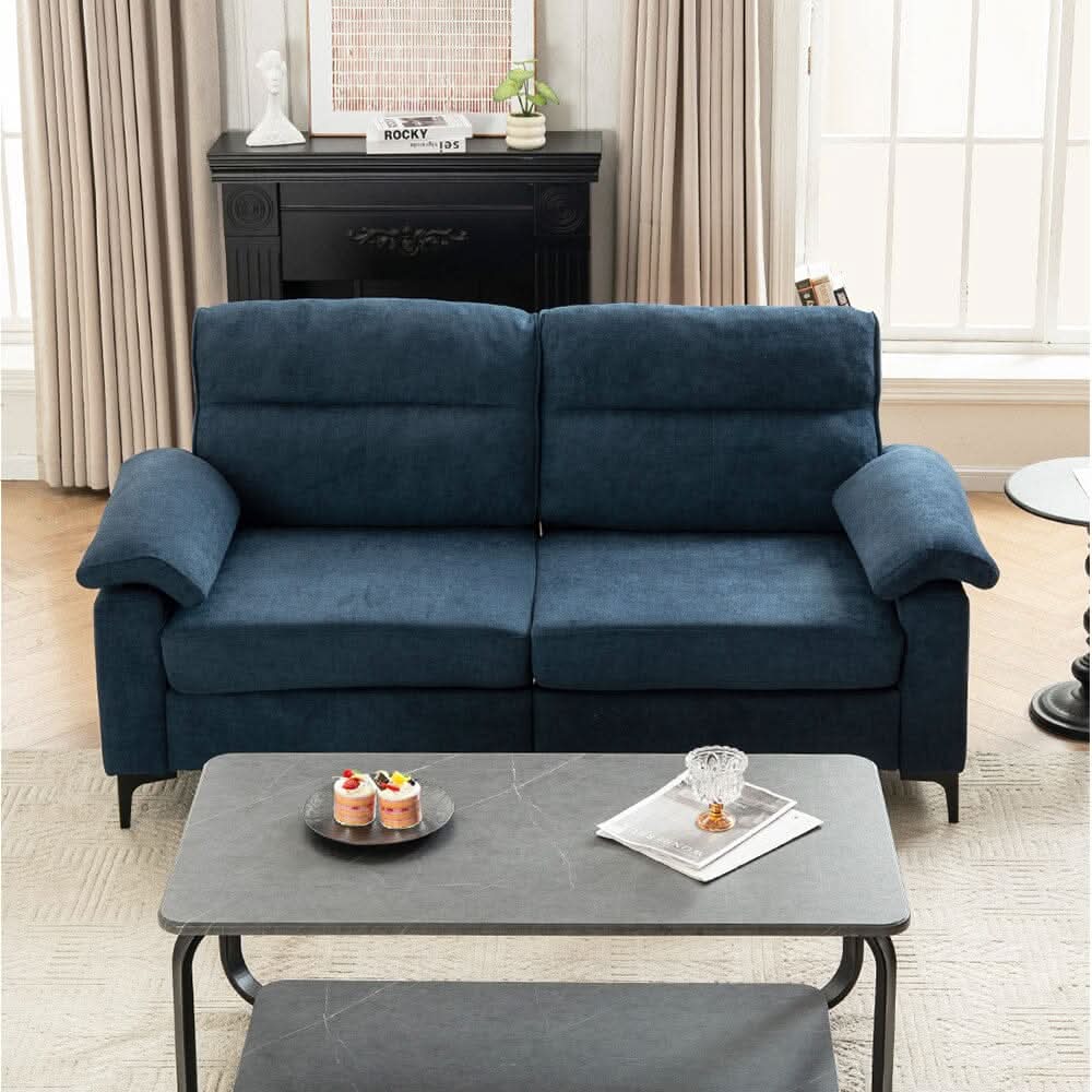 Chenille Sofa with Gold Plated Feet and Sturdy Metal Legs