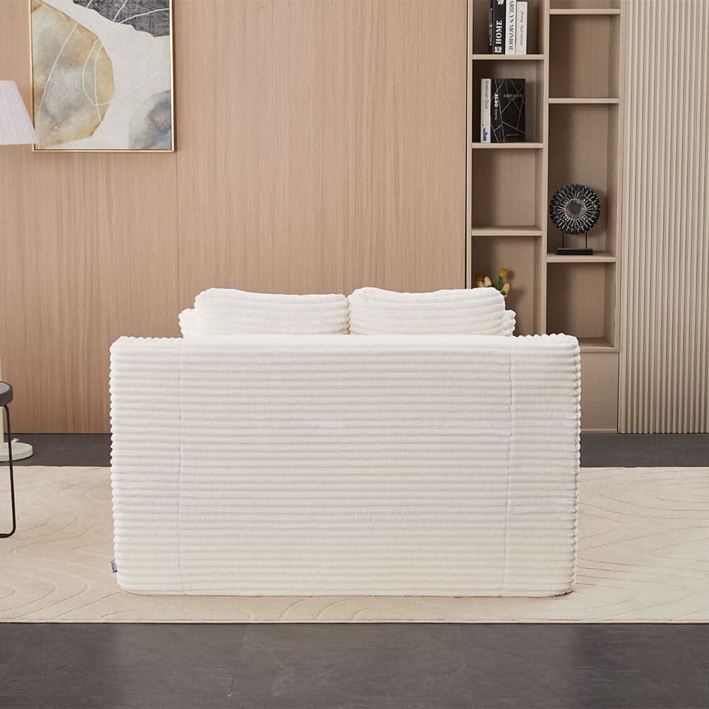 Convertible Sofa Bed with Corduroy Upholstery Cup Holder and Cushions