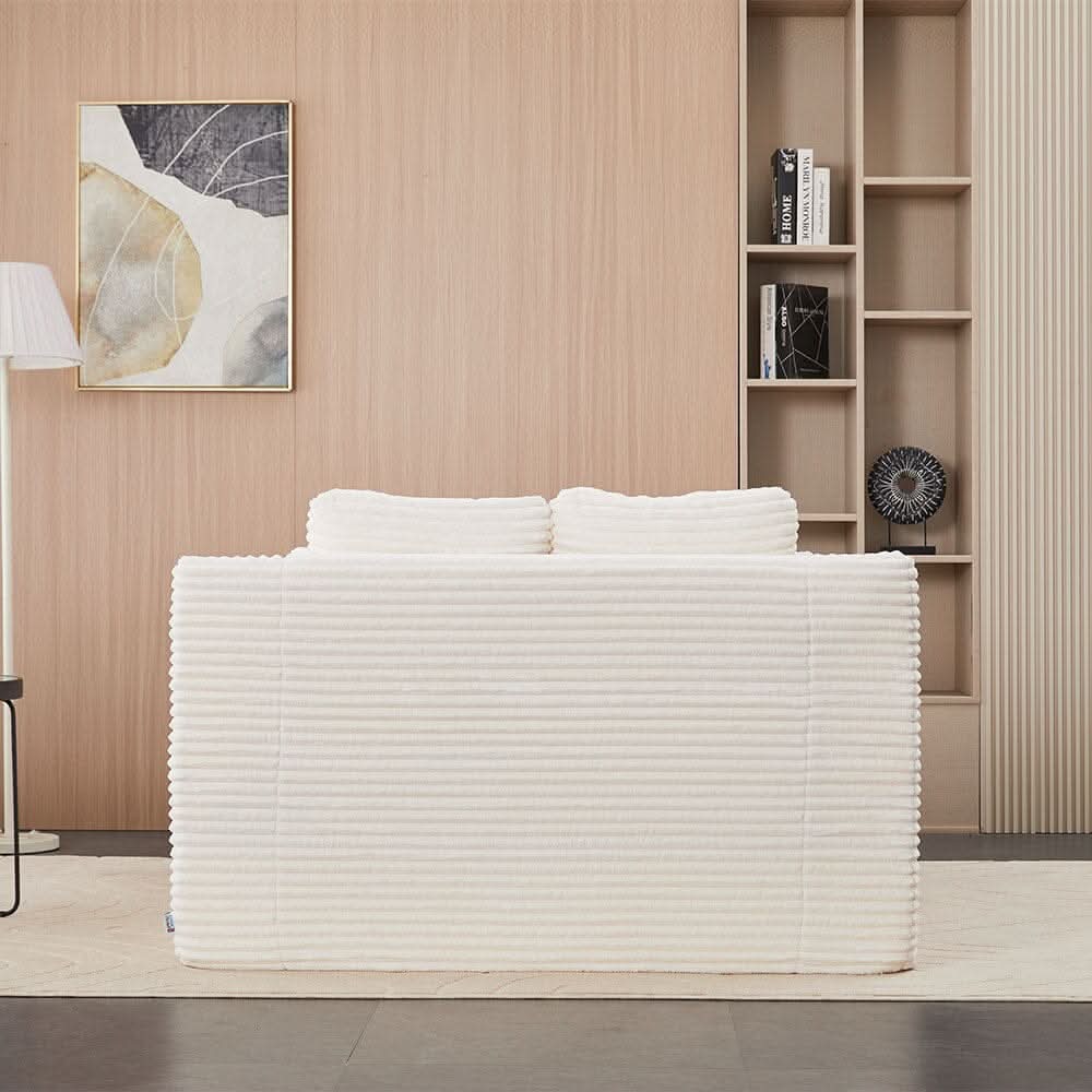 Convertible Sofa Bed with Corduroy Upholstery Cup Holder and Cushions