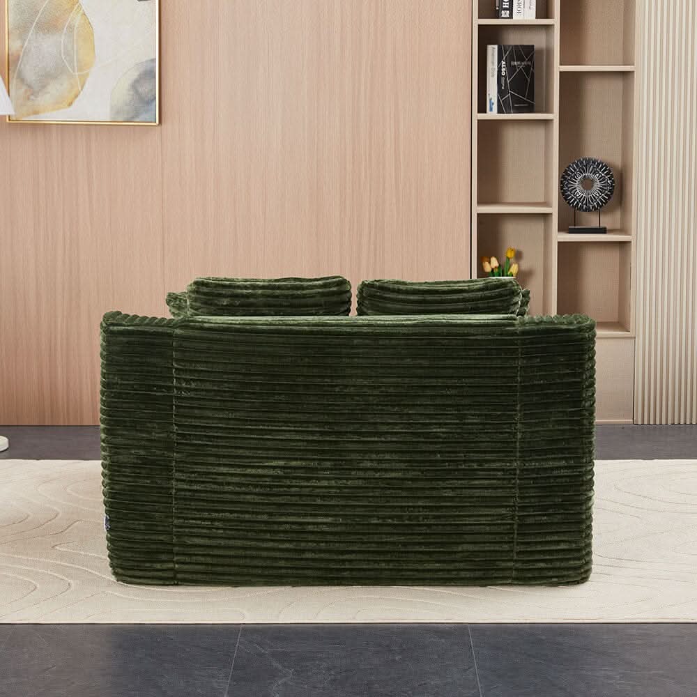 Convertible Sofa Bed with Corduroy Upholstery Cup Holder and Cushions