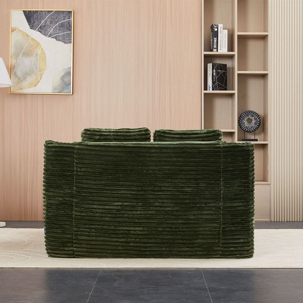 Convertible Sofa Bed with Corduroy Upholstery Cup Holder and Cushions