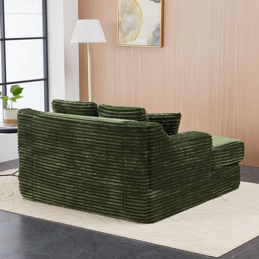 Convertible Sofa Bed with Corduroy Upholstery Cup Holder and Cushions