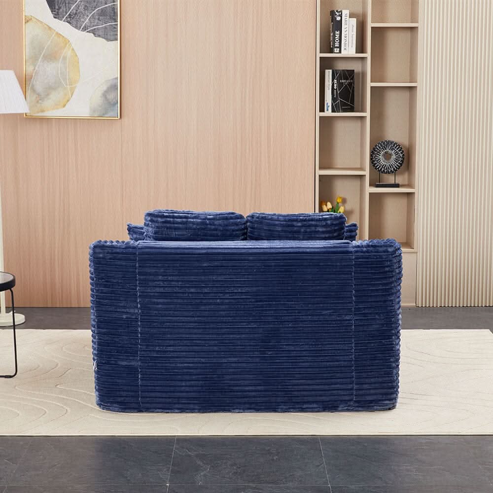 Convertible Sofa Bed with Corduroy Upholstery Cup Holder and Cushions