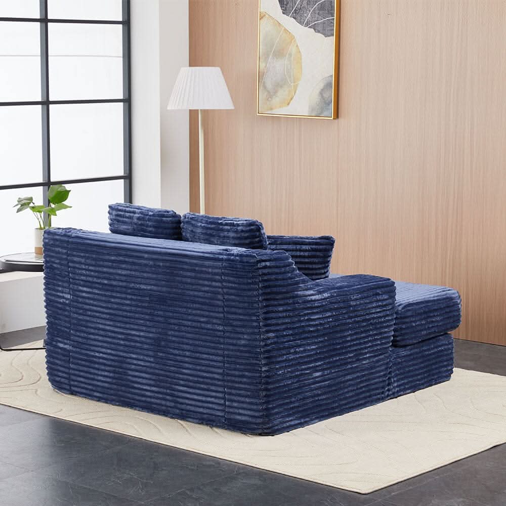 Convertible Sofa Bed with Corduroy Upholstery Cup Holder and Cushions