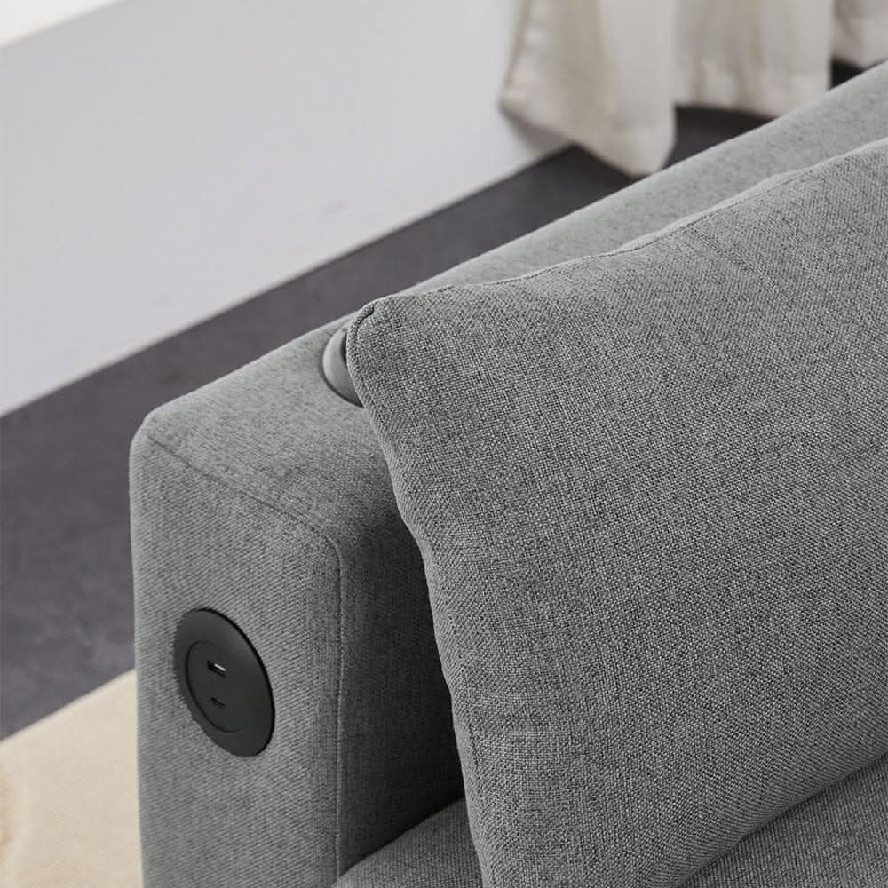 Convertible Sofa Bed with Cup Holders USB Port and Tufted Details