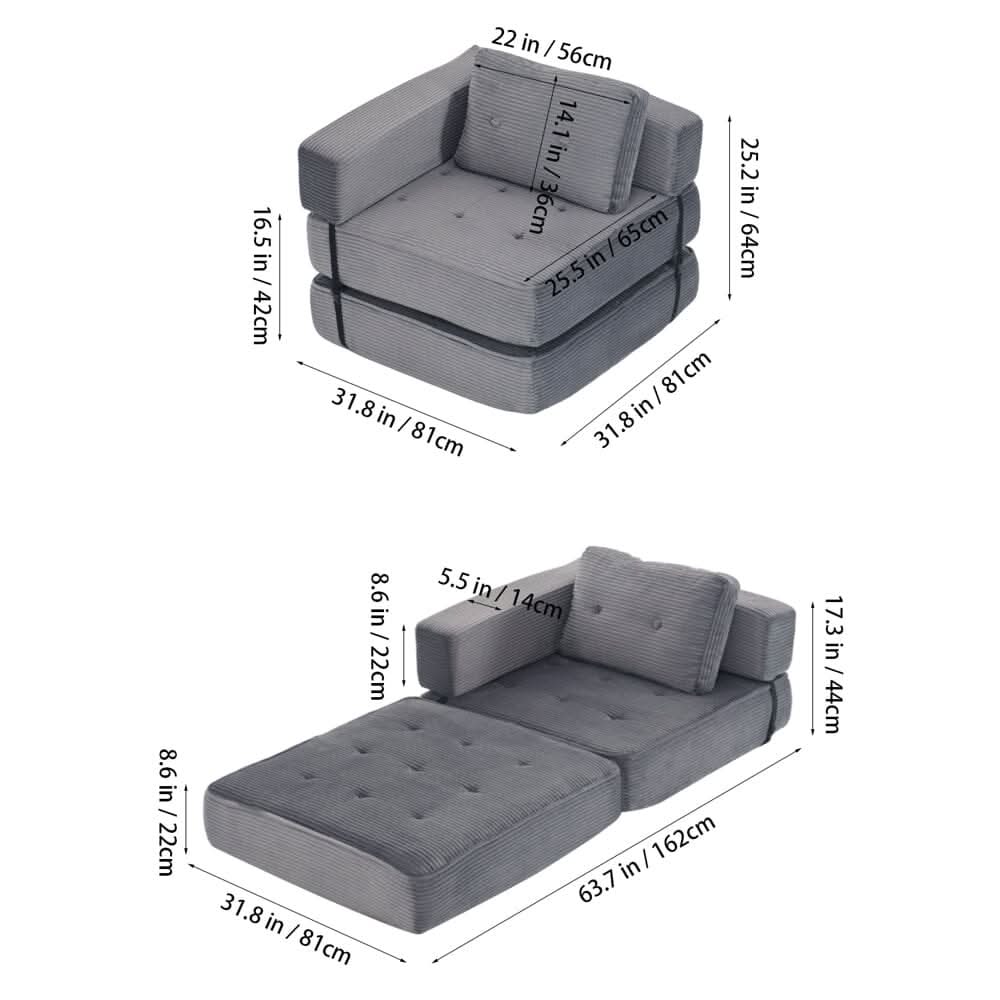 Corduroy Accent Chair with Tufted Design and Adjustable Buckle