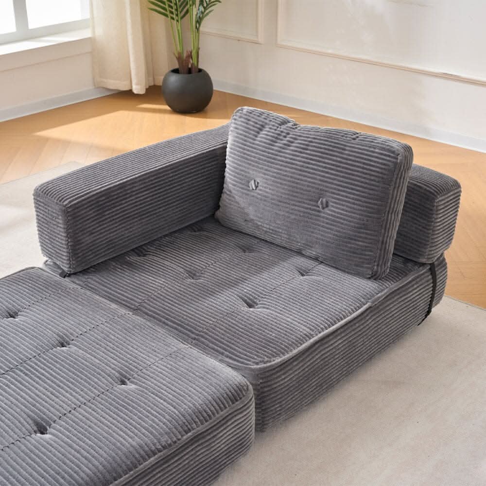 Corduroy Accent Chair with Tufted Design and Adjustable Buckle