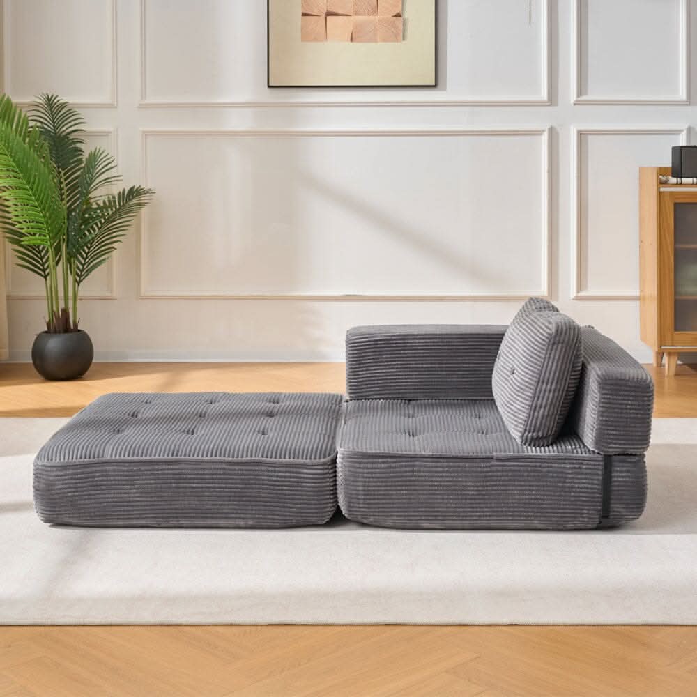 Corduroy Accent Chair with Tufted Design and Adjustable Buckle