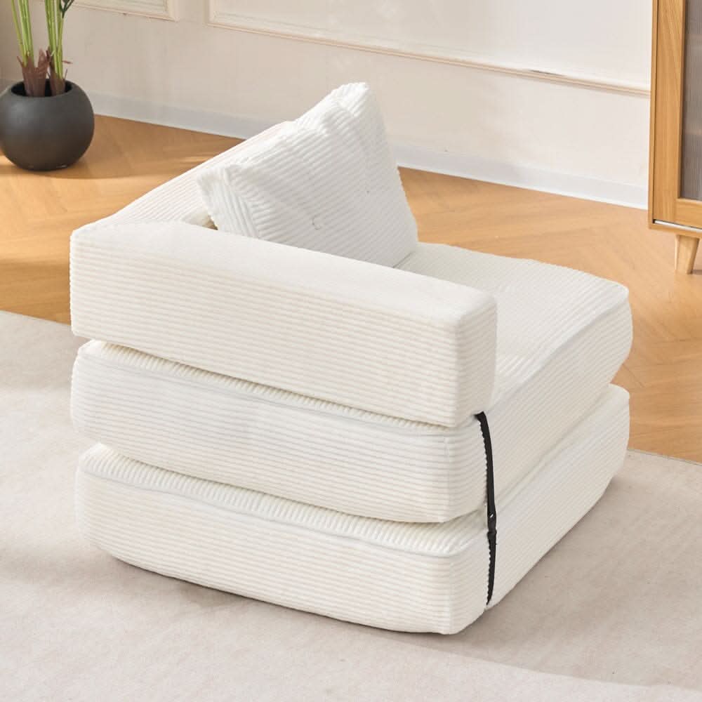 Corduroy Accent Chair with Tufted Design and Adjustable Buckle