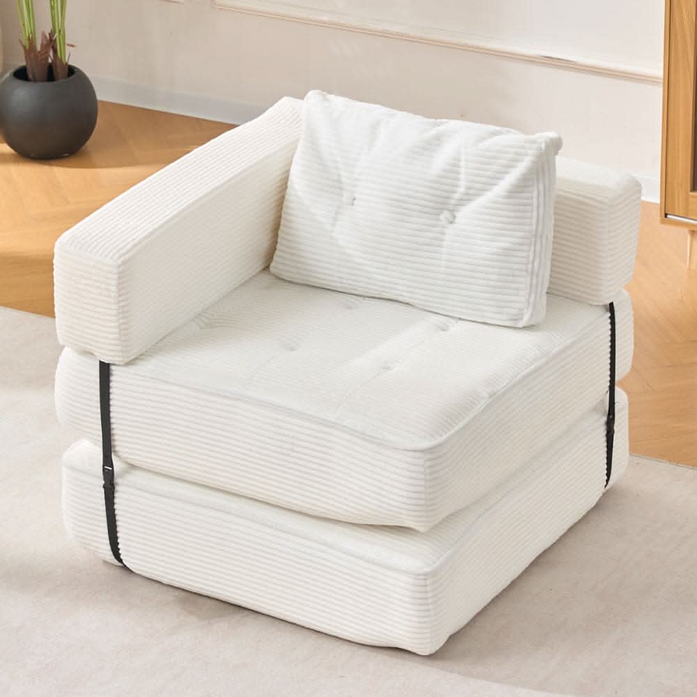 Corduroy Accent Chair with Tufted Design and Adjustable Buckle