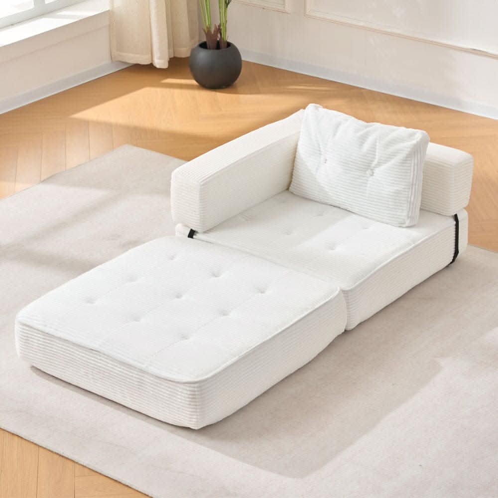 Corduroy Accent Chair with Tufted Design and Adjustable Buckle