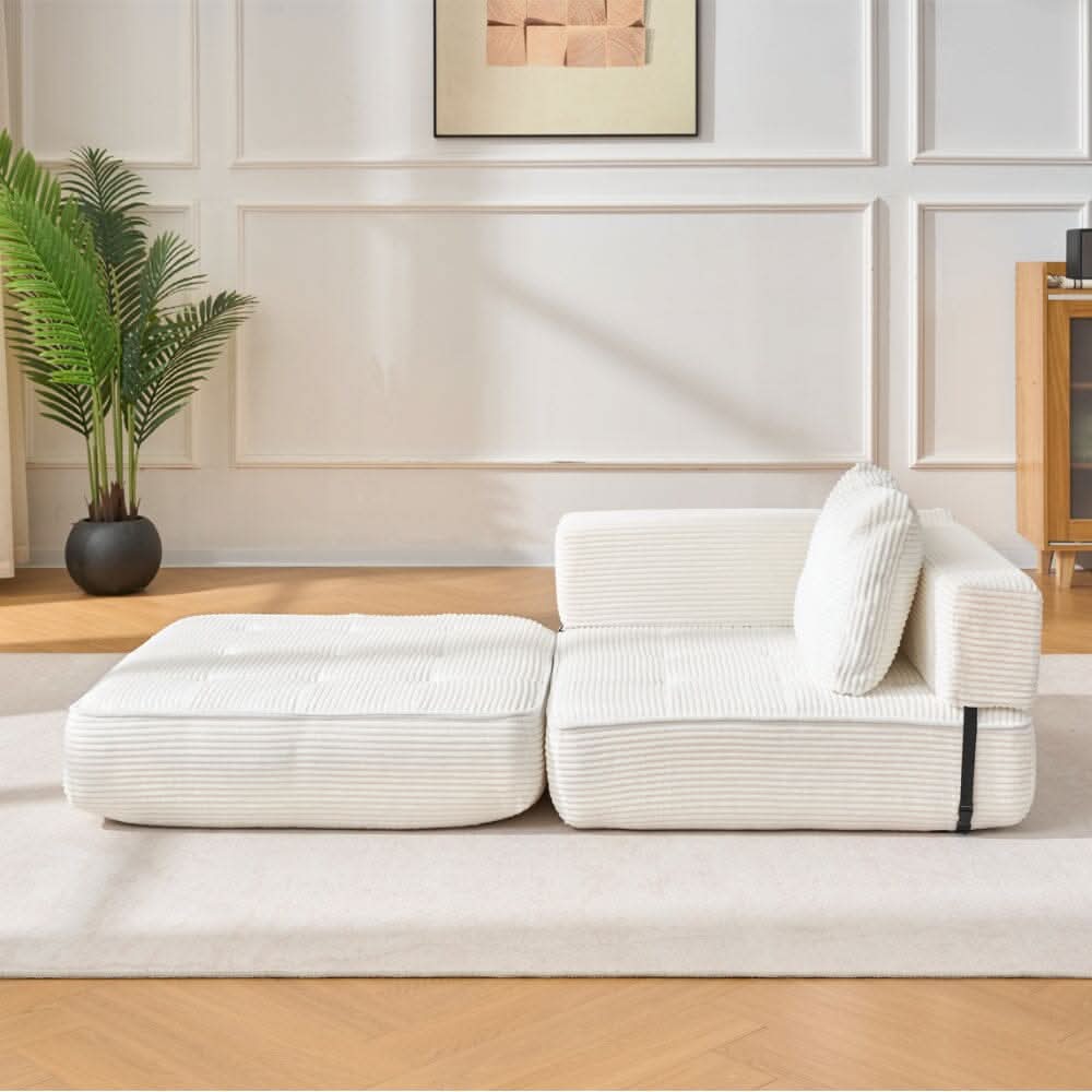 Corduroy Accent Chair with Tufted Design and Adjustable Buckle