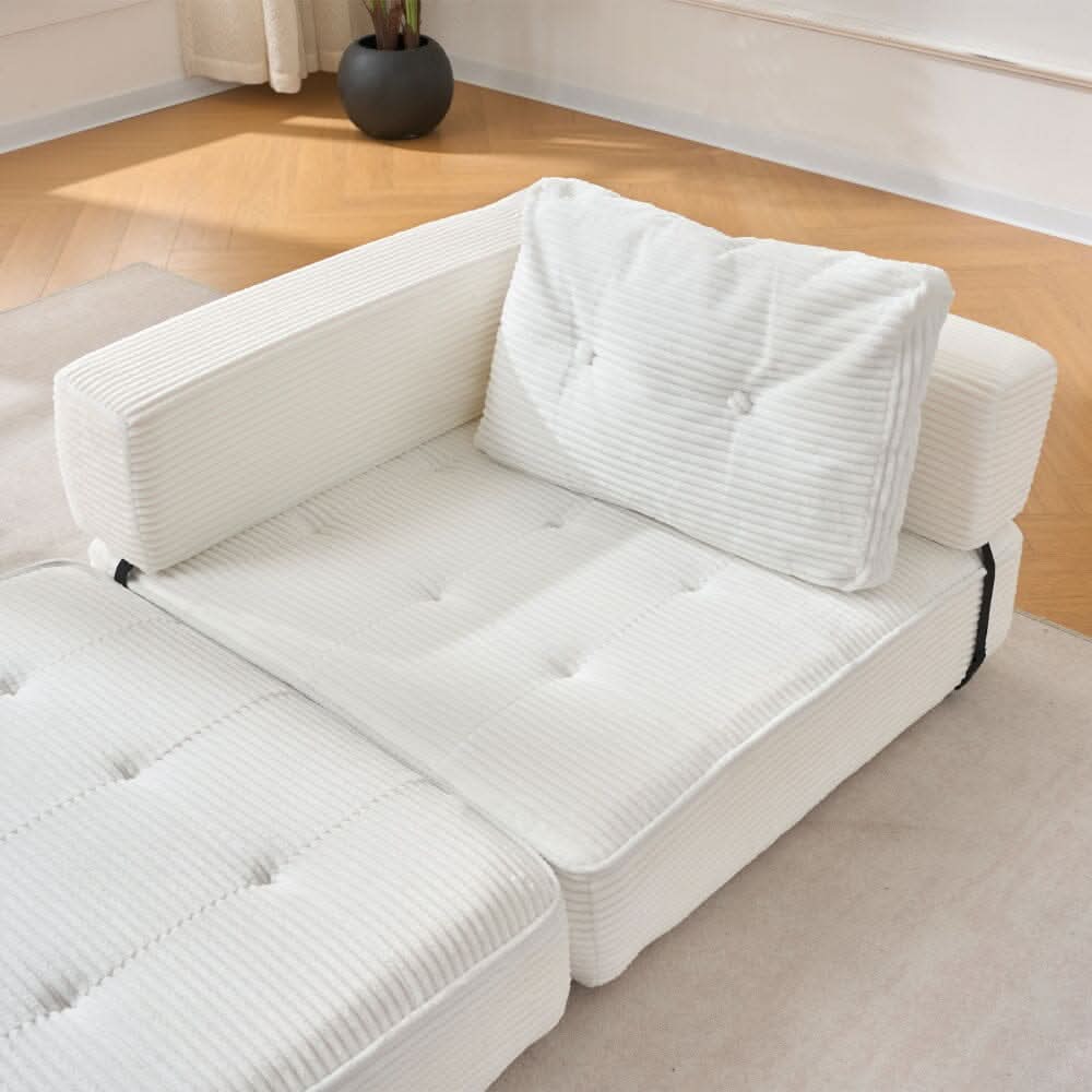 Corduroy Accent Chair with Tufted Design and Adjustable Buckle
