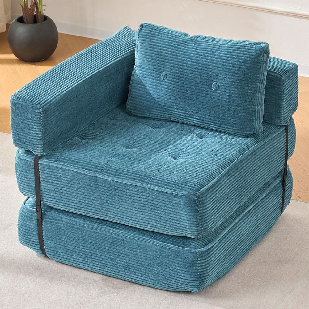 Corduroy Accent Chair with Tufted Design and Adjustable Buckle