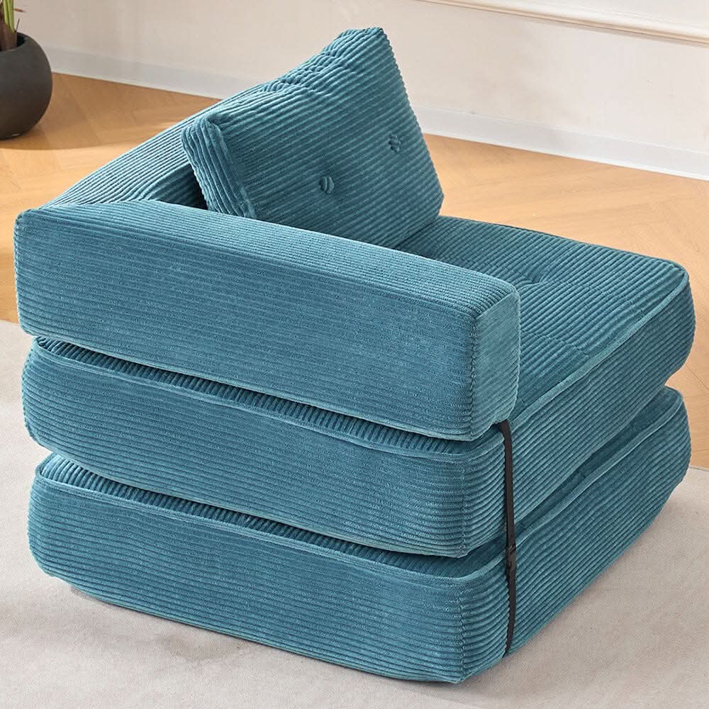 Corduroy Accent Chair with Tufted Design and Adjustable Buckle