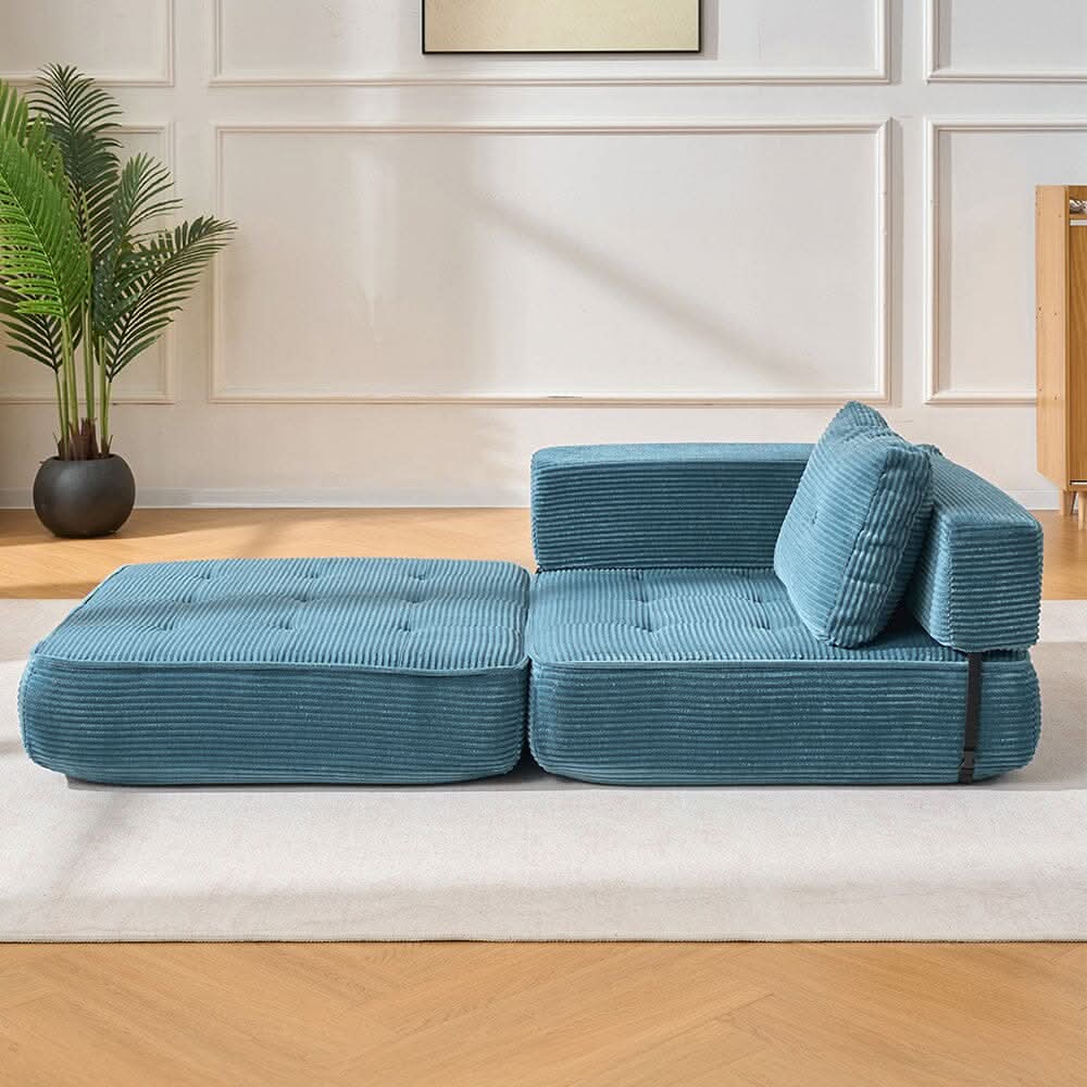 Corduroy Accent Chair with Tufted Design and Adjustable Buckle
