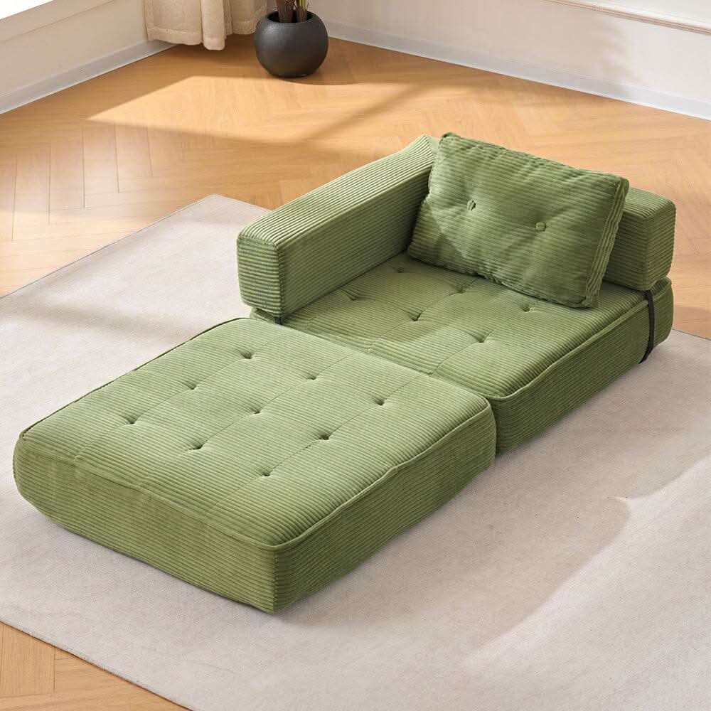 Corduroy Accent Chair with Tufted Design and Adjustable Buckle