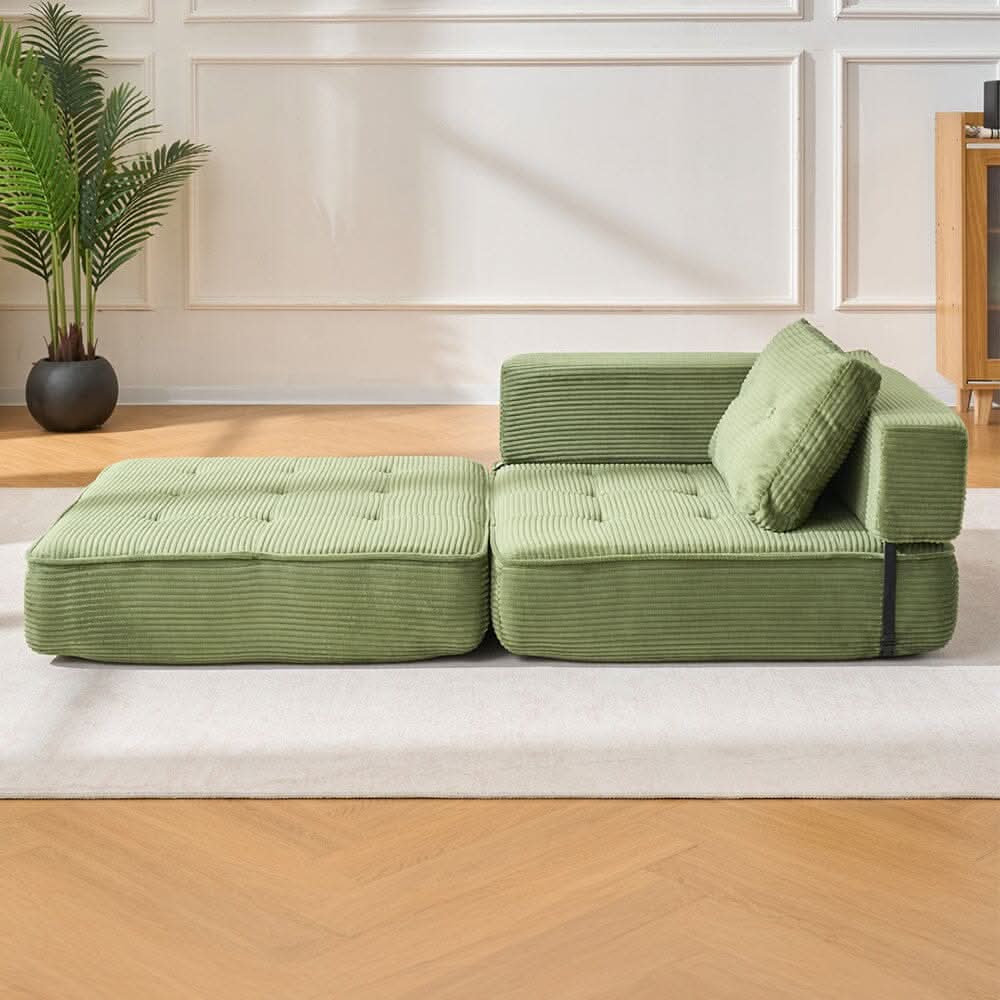 Corduroy Accent Chair with Tufted Design and Adjustable Buckle