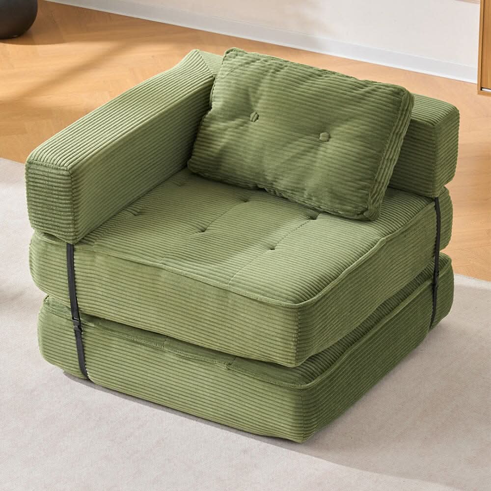 Corduroy Accent Chair with Tufted Design and Adjustable Buckle