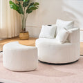 Corduroy Swivel Chair with Ottoman, Cup Holder and Removable Armrests