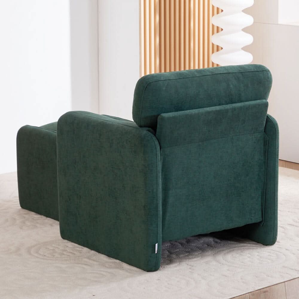 Chenille Single Sofa with Ottoman Adjustable Foot Nails Compact UK Design