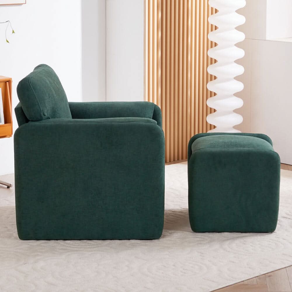 Chenille Single Sofa with Ottoman Adjustable Foot Nails Compact UK Design