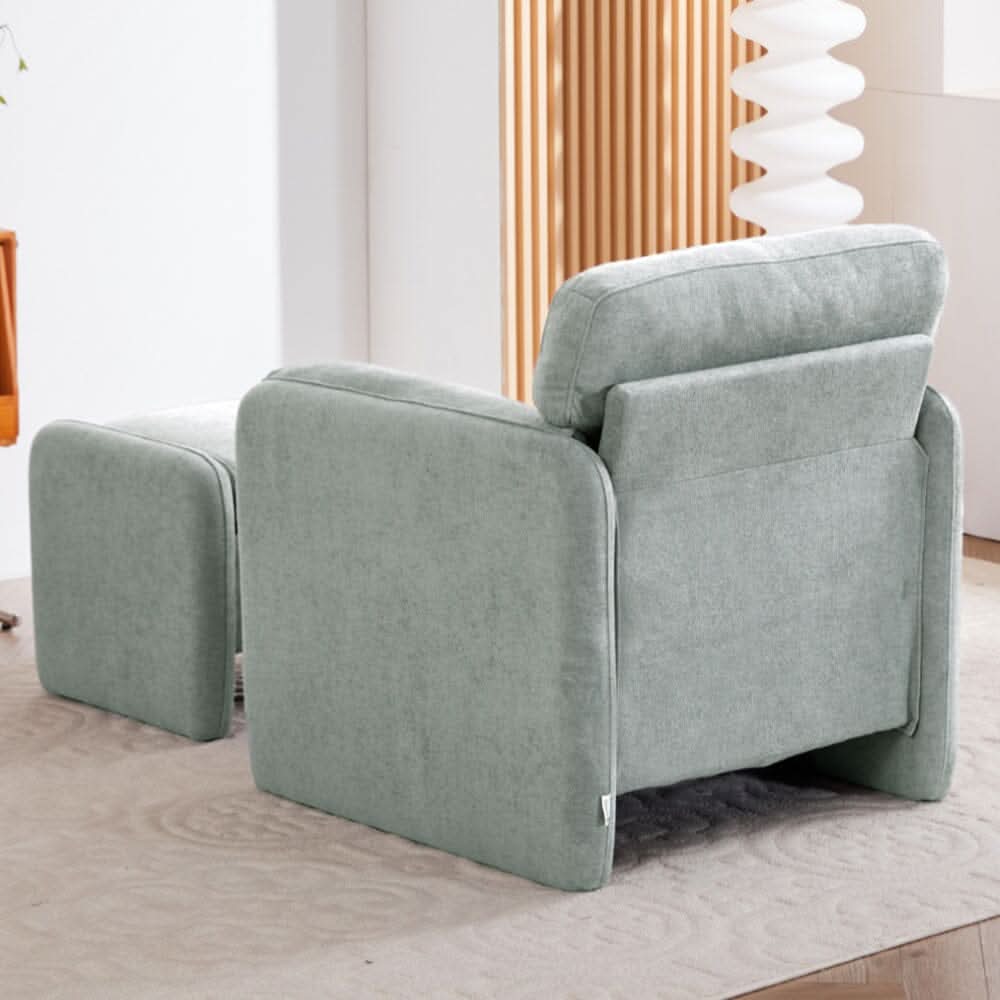 Chenille Single Sofa with Ottoman Adjustable Foot Nails Compact UK Design