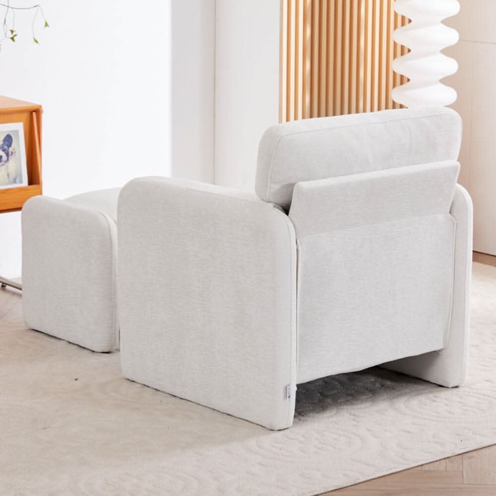 Chenille Single Sofa with Ottoman Adjustable Foot Nails Compact UK Design