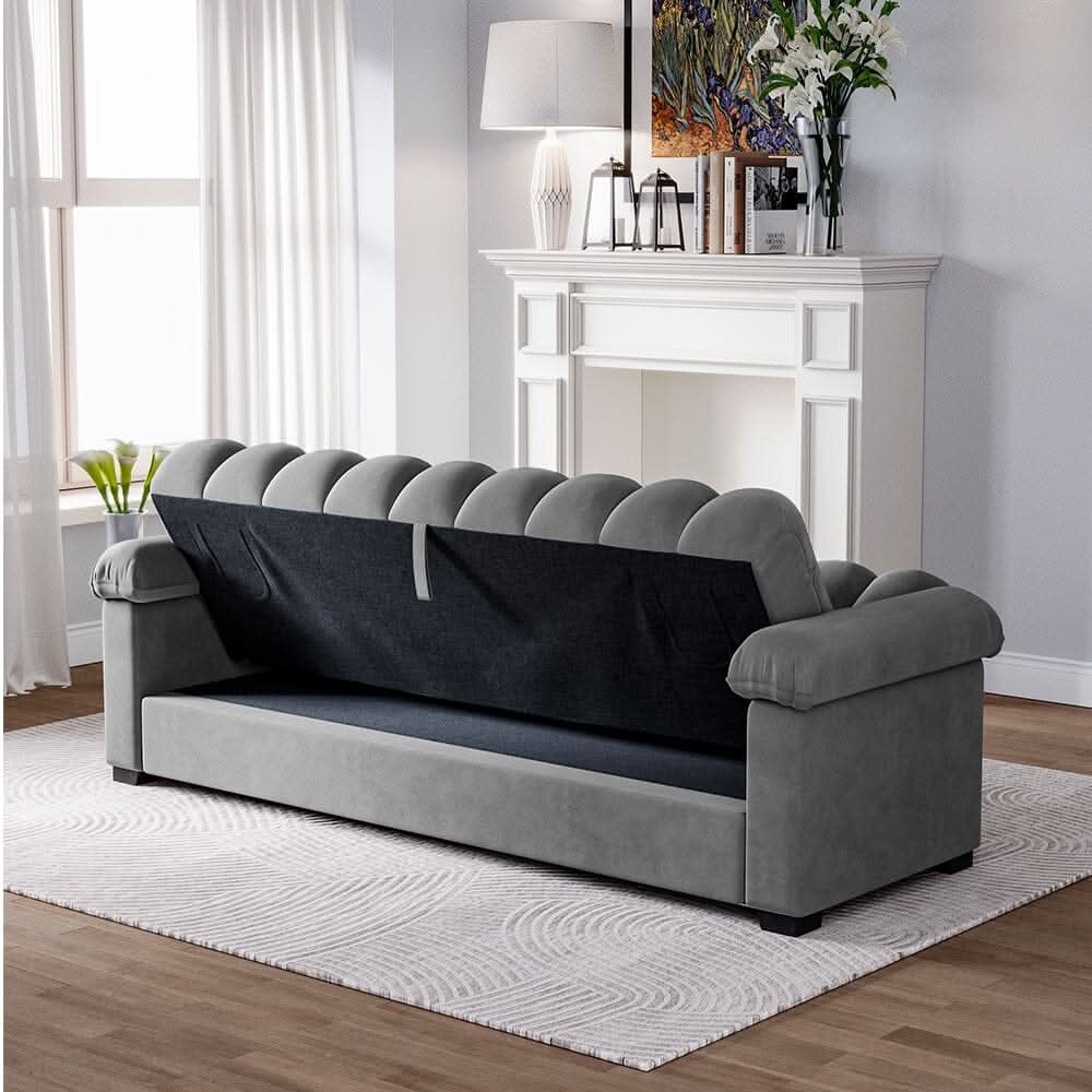 Grey Channel Sleeper Sofa Bed