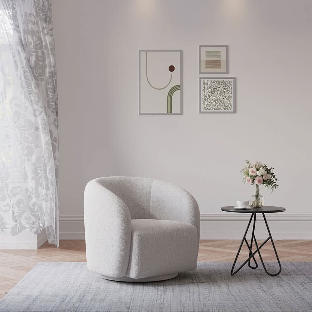 Curved Teddy Fleece Swivel Accent Chair