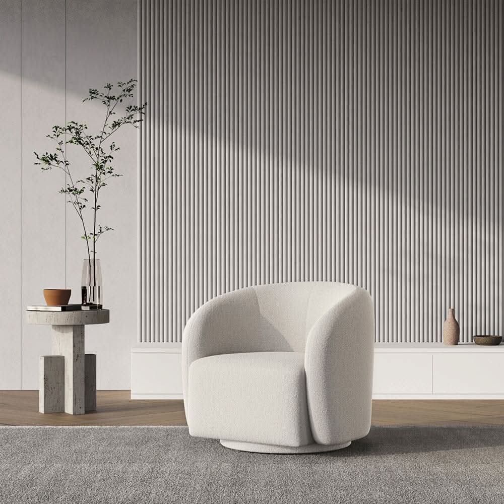 Curved Teddy Fleece Swivel Accent Chair