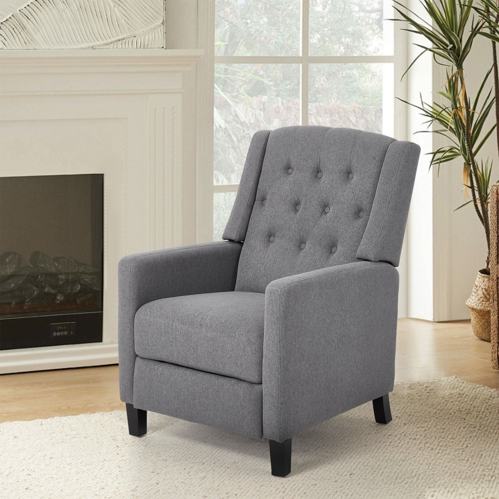 ‍Single Recliner Sofa Chair Adjustable 140° Grey Fine Linen Wood Legs (100% off)