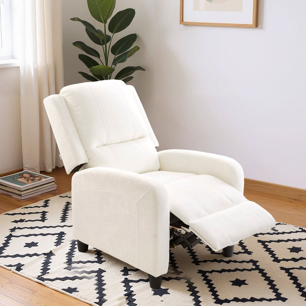Single Recliner Sofa Chair Adjustable 140° Black Plastic Legs Compact UK Design
