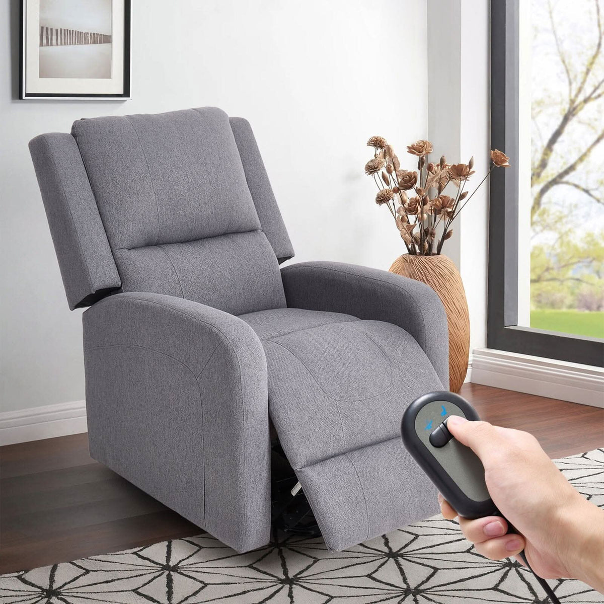 Single Power Sofa Heated Massage Lift 140° Recline 7 Frame Dual Fabric