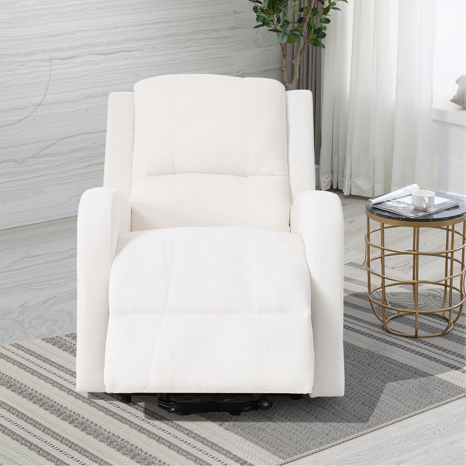 Single Power Sofa Heated Massage Lift 140° Recline 7 Frame Dual Fabric