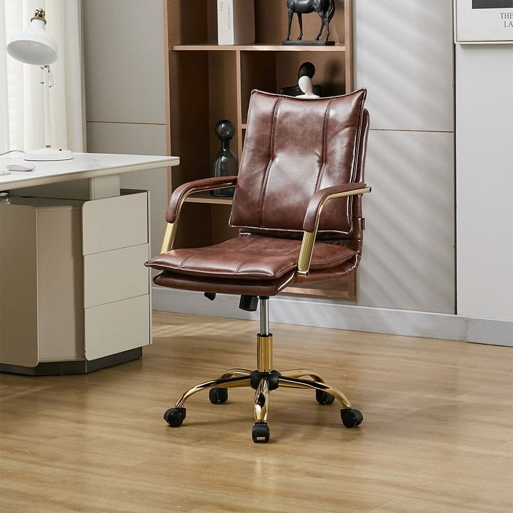 Modern Mid-Back Office Chair with Gold Frame