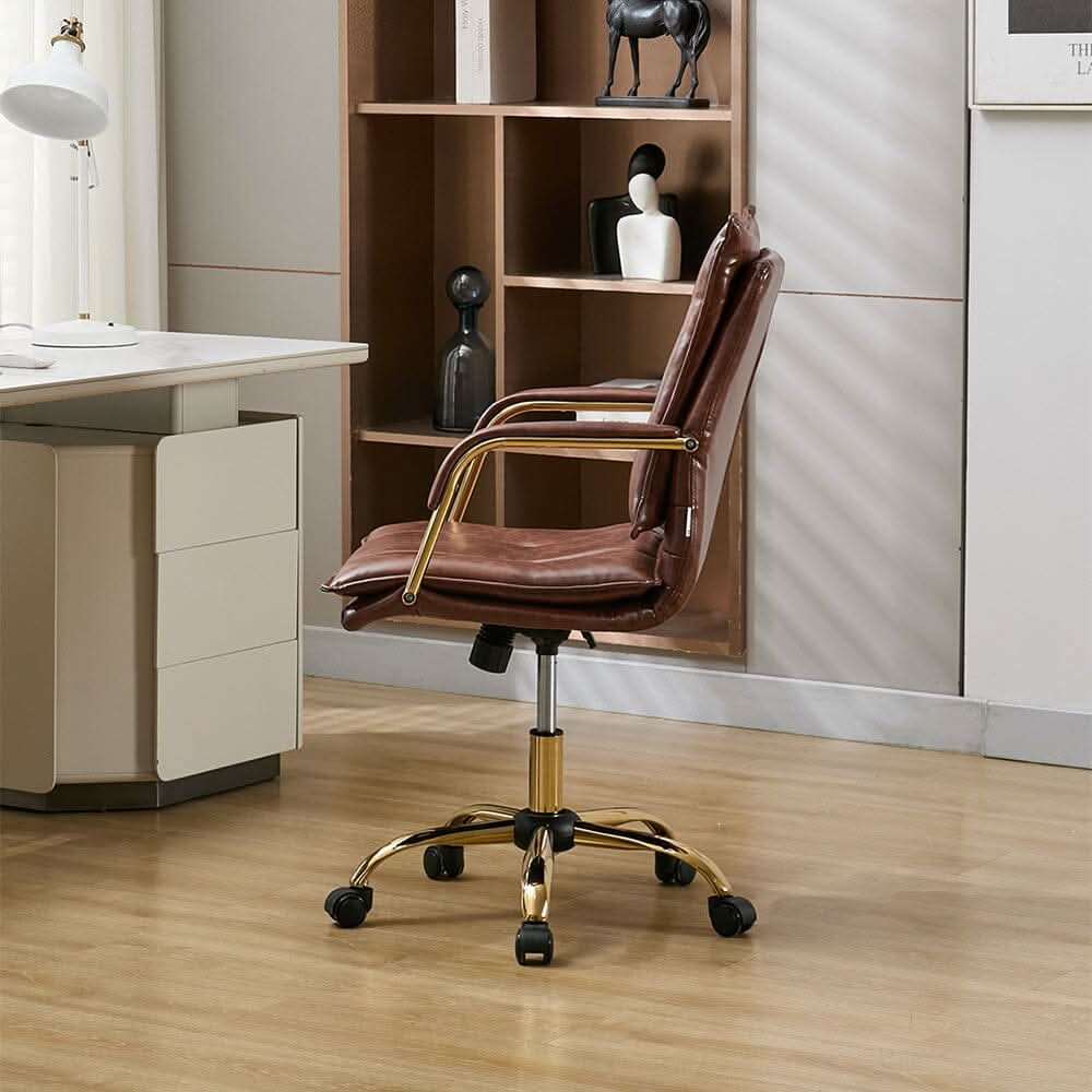 Modern Mid-Back Office Chair with Gold Frame