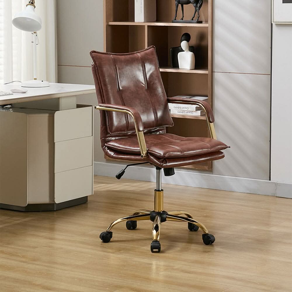Modern Mid-Back Office Chair with Gold Frame