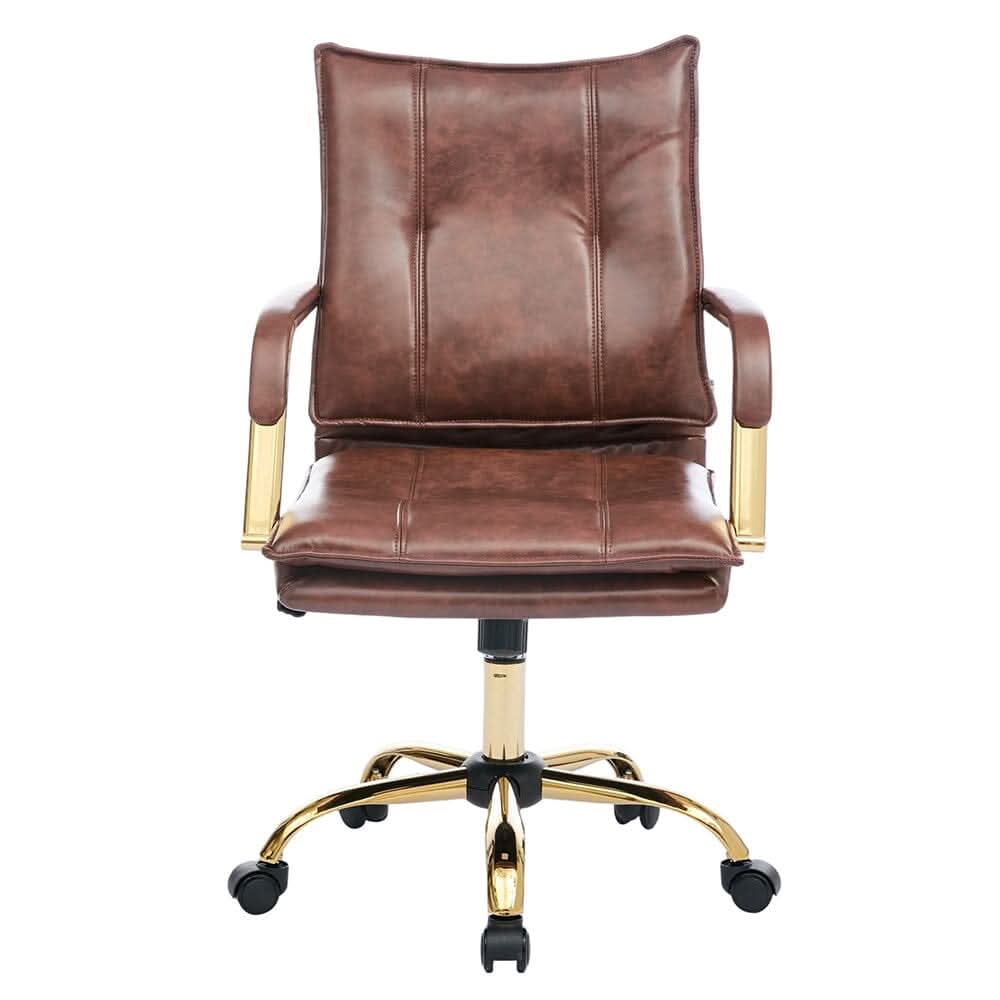 Modern Mid-Back Office Chair with Gold Frame