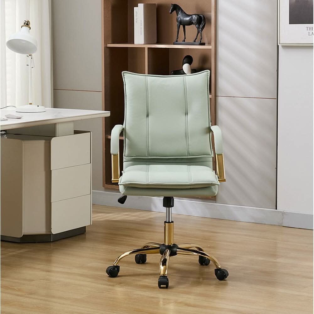 Modern Mid-Back Office Chair with Gold Frame