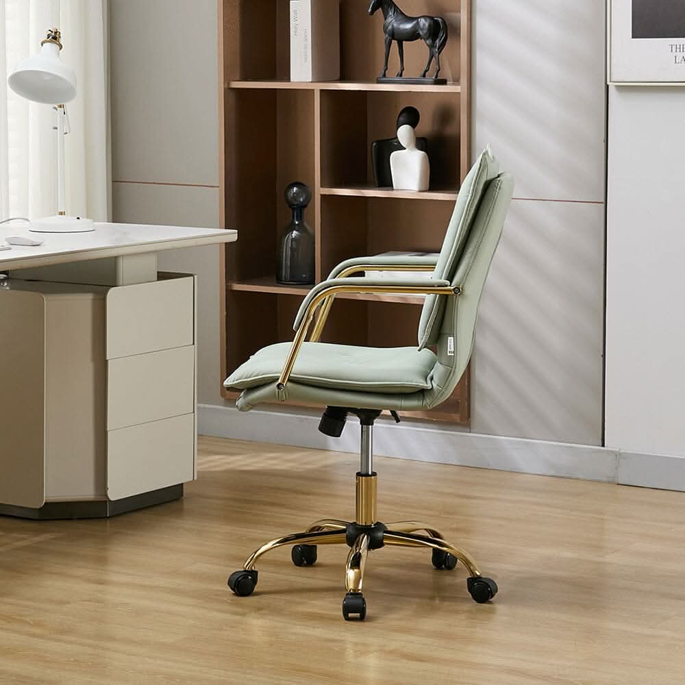 Modern Mid-Back Office Chair with Gold Frame