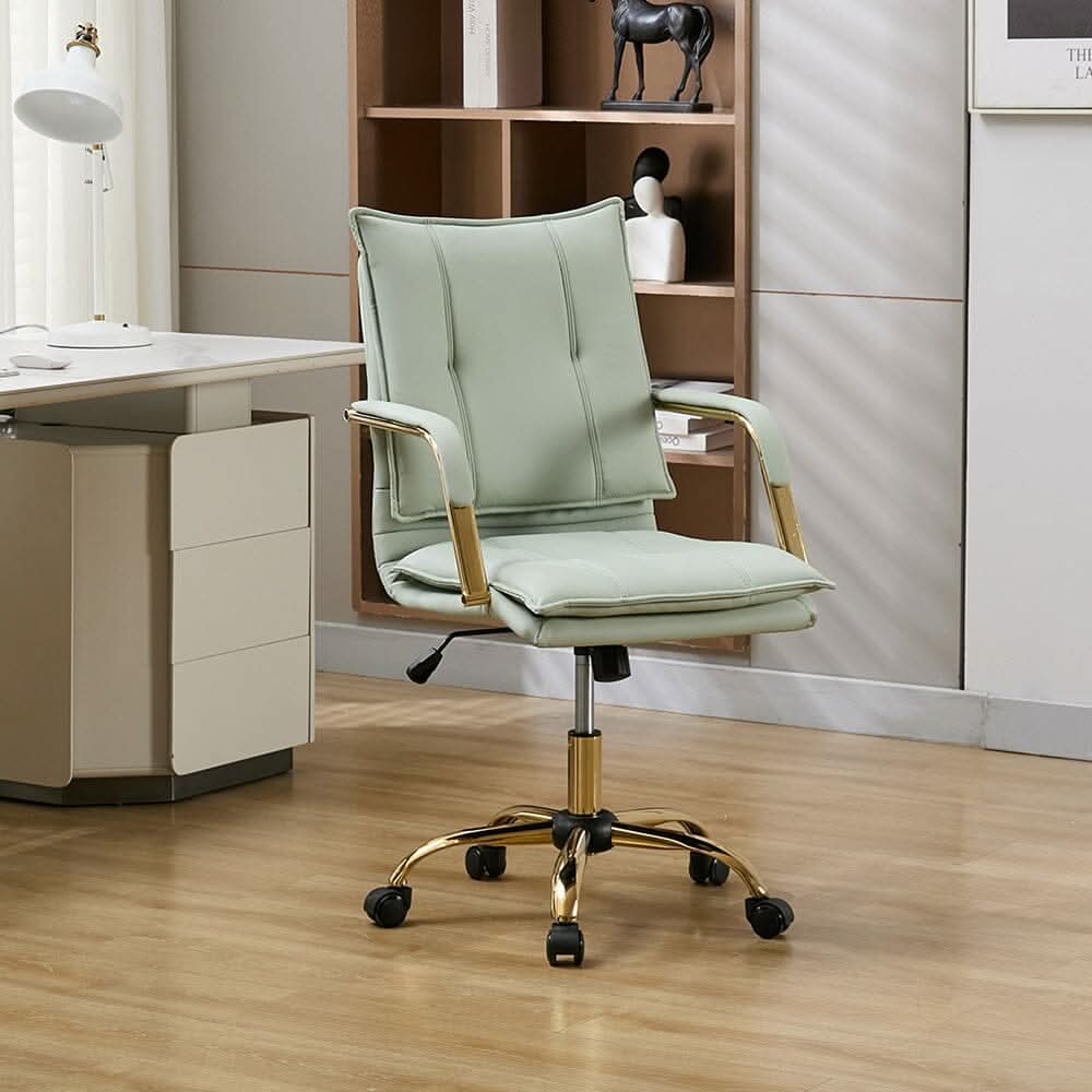 Modern Mid-Back Office Chair with Gold Frame