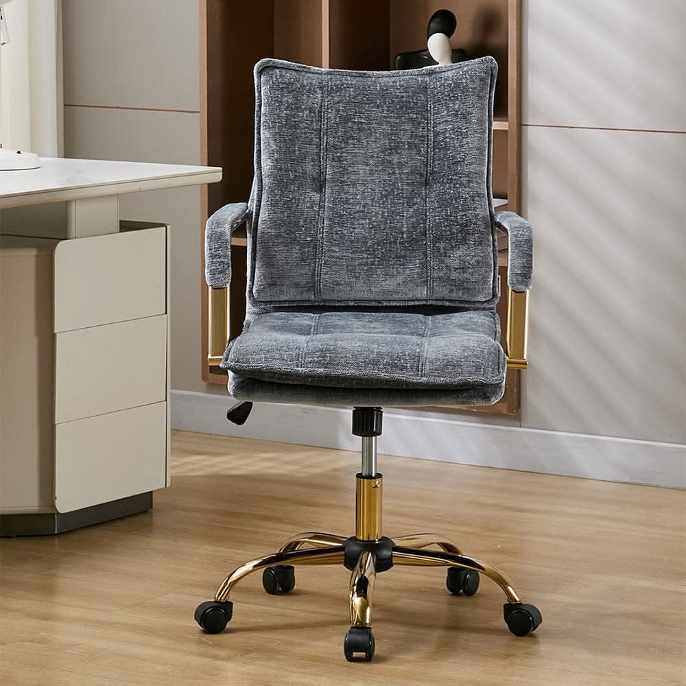 Modern Mid-Back Office Chair with Gold Frame